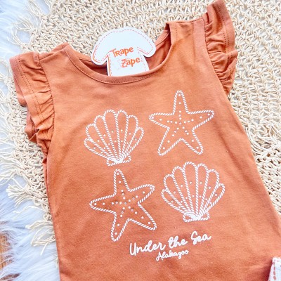 Conj. Blusa Under the Sea e Short - Caramelo